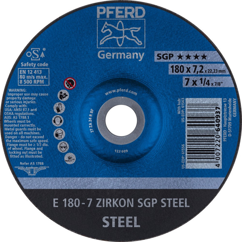 PFERD Navrondeller E 180-7 ZIRKON SGP STEEL